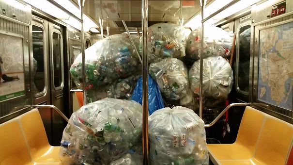 Moments Ago On The NYC Subway. There Was More On The Other Side. Dude Was Committed