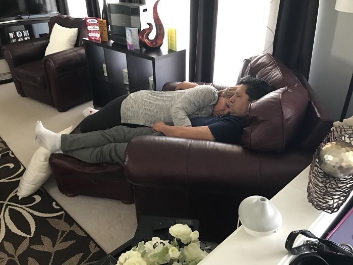 Came Across This Gem - I Took A Picture Of My Parents Napping Together. They’ve Been Together For About 35 Years Now. Cuties