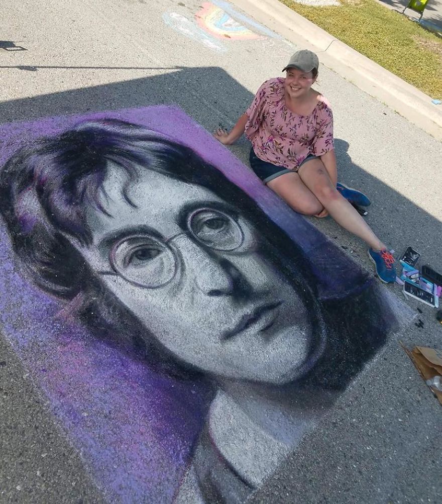 7 Hours Of Chalking In 2 Minutes: Chalk Portrait Of John Lennon Time-Lapse 7 Hours Of Chalking In 2 Minutes: Chalk Portrait Of John Lennon Time-Lapse