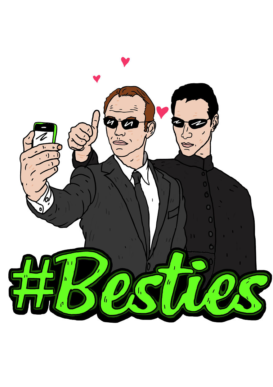 I Drew Famous Heroes And Villains Of Pop Culture Taking A Selfie With Each Other