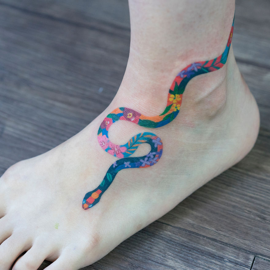 Colorful-Snake-Art-Zihee-Tattoo.