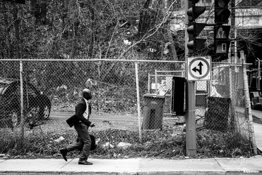 On Friday, April 27th At 1:32pm, A Man In A Hurry Ran To Cross De La Montagne Street Before The Light Turned Red