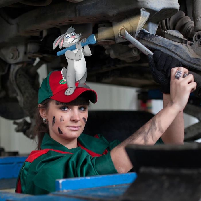 "Now, Just Loosen The Nut I'm Shining My Light On. Jessica, Are You Paying Attention? Where's Your Other Glove?"