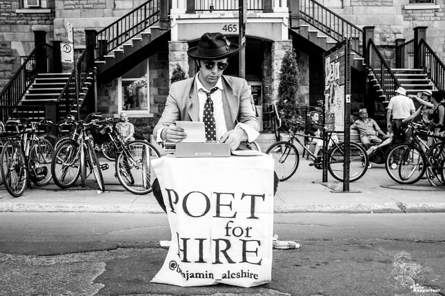 On Thursday, May 31st 2018 At 4:13pm, @benjamin_aleshire Was About To Write A Poem On The Theme I Had Requested: « Strangers. » By Selling Custom Written Poems To People, He Was Financing His Many Travels Throughout The World