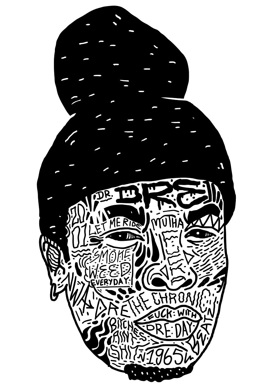 I Drew Famous Rap And Hip Hop Icons Using The Song Lyrics