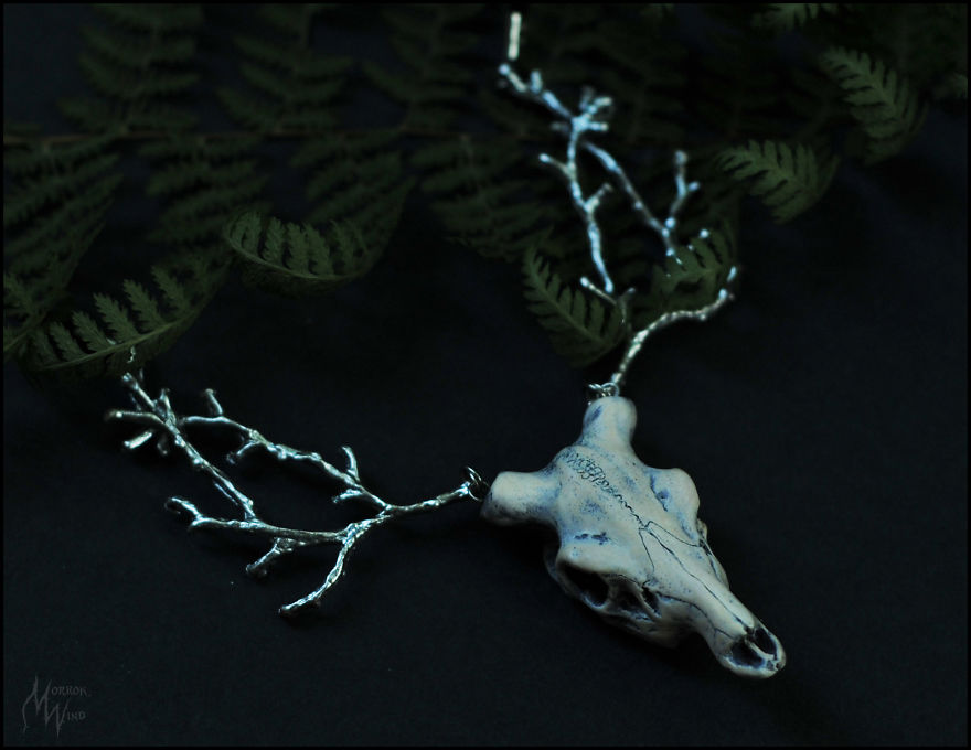 Miniature Deer Skulls Necklaces Made Of Polymer Clay