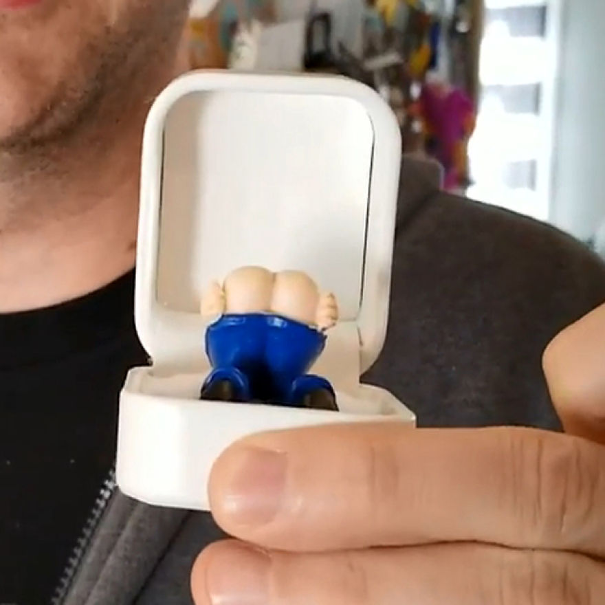 His Wife Gave Him A Farting Butt In A Ring Box For Father's Day...