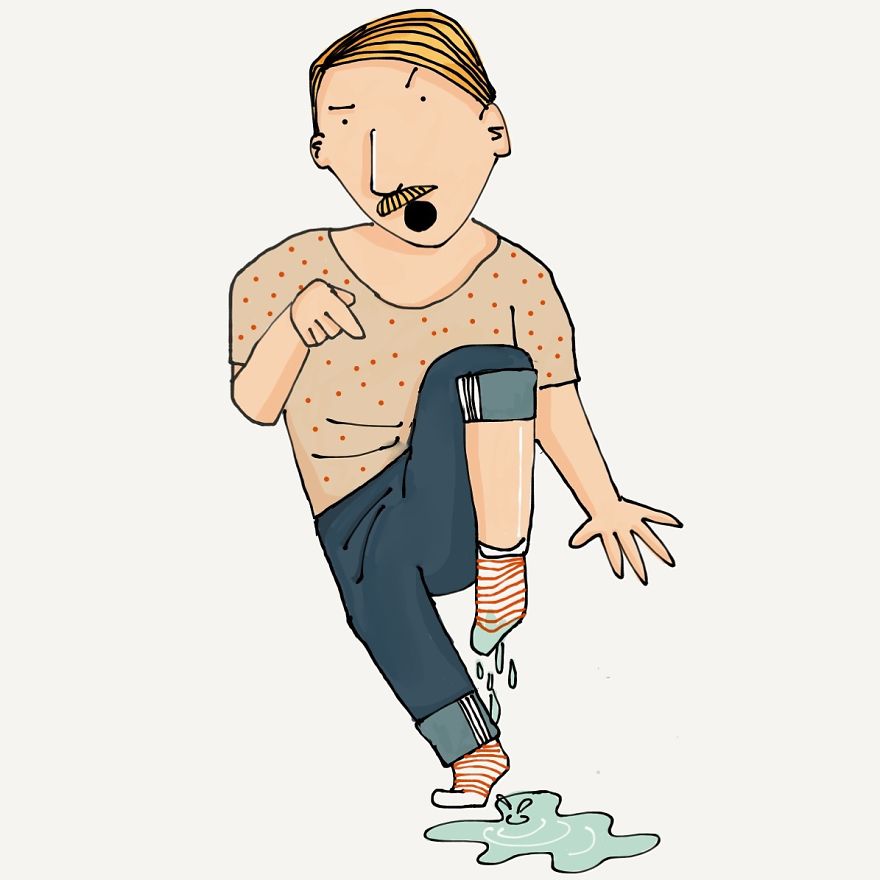 I Stepped On A Wet Patch On The Floor. Now I Have To Change Socks