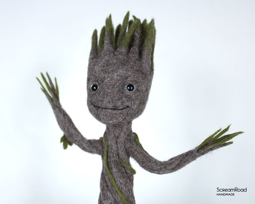Dancing Groot In A Pot: Needle Felted Figurine