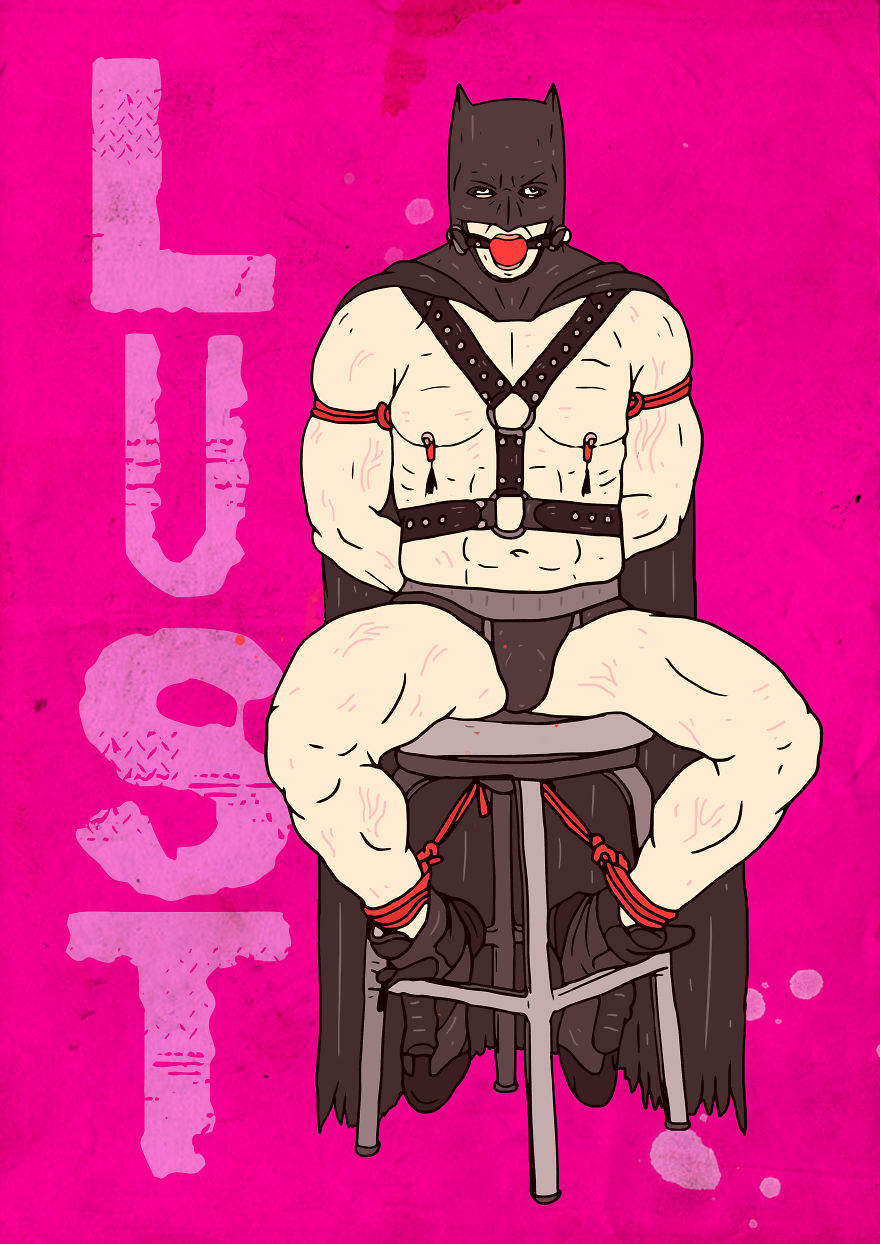 "Hero To Zero" - I Drew These Superheroes As The Deadly 7 Sins...