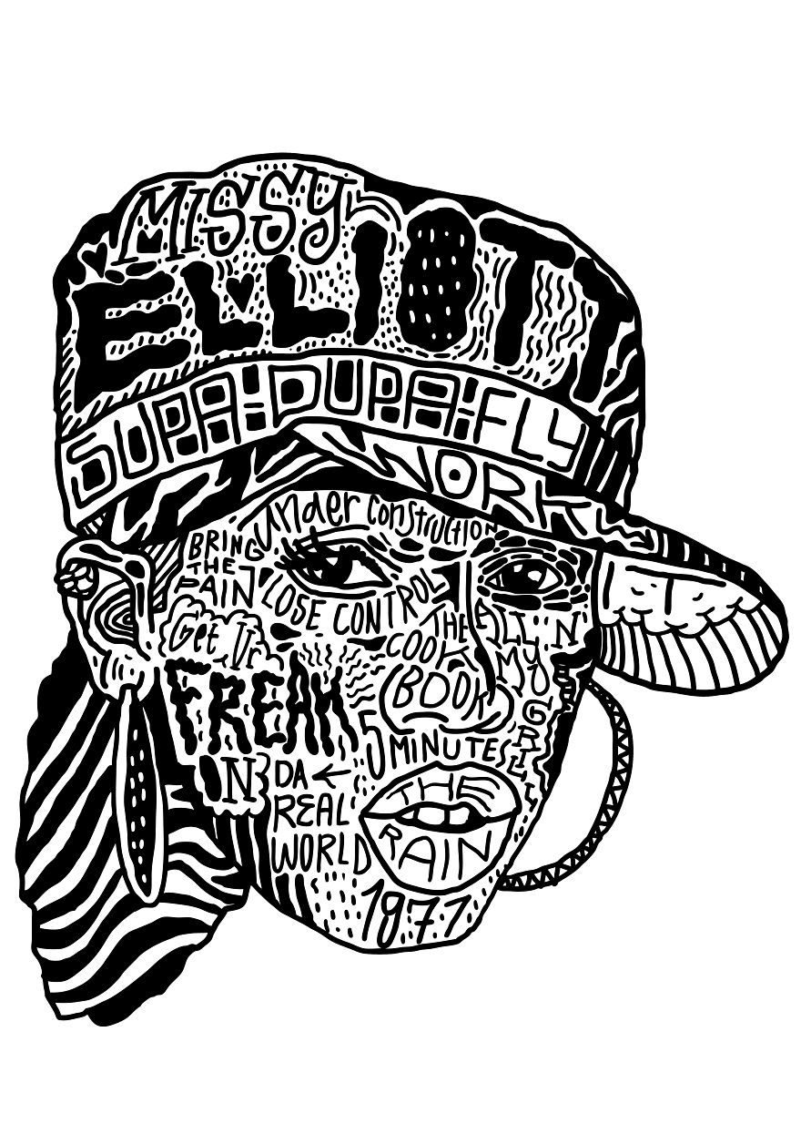 I Drew Famous Rap And Hip Hop Icons Using The Song Lyrics