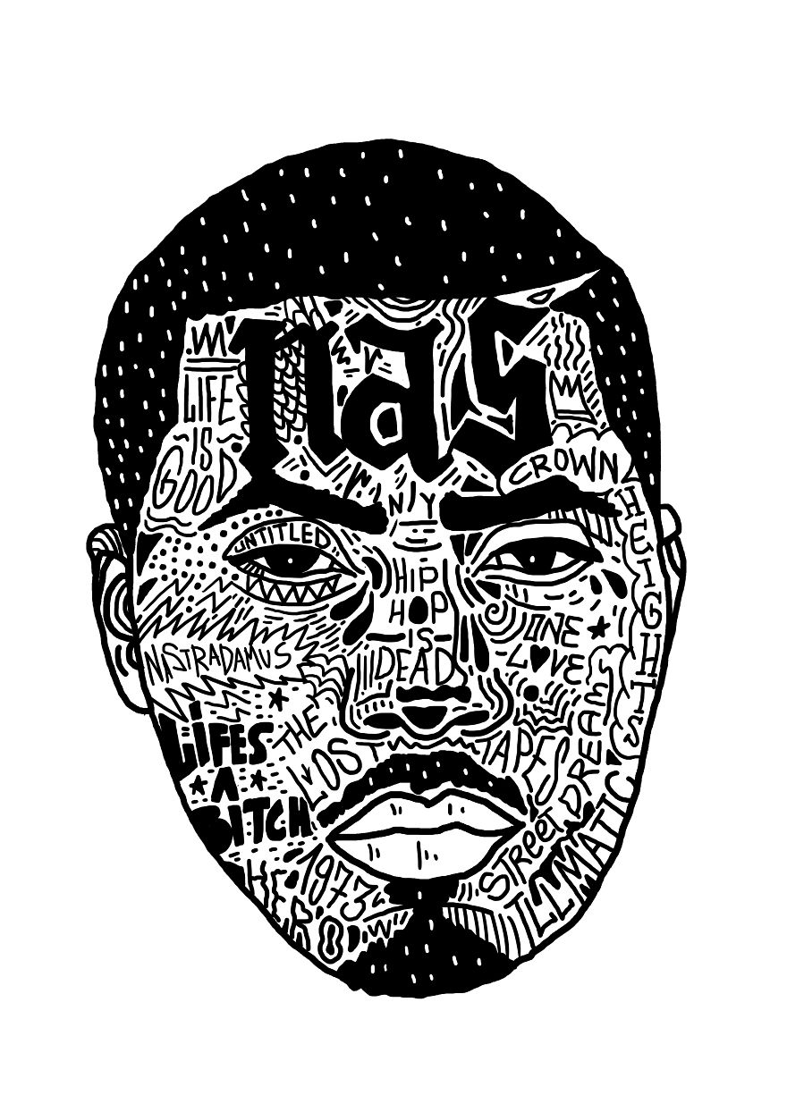 I Drew Famous Rap And Hip Hop Icons Using The Song Lyrics