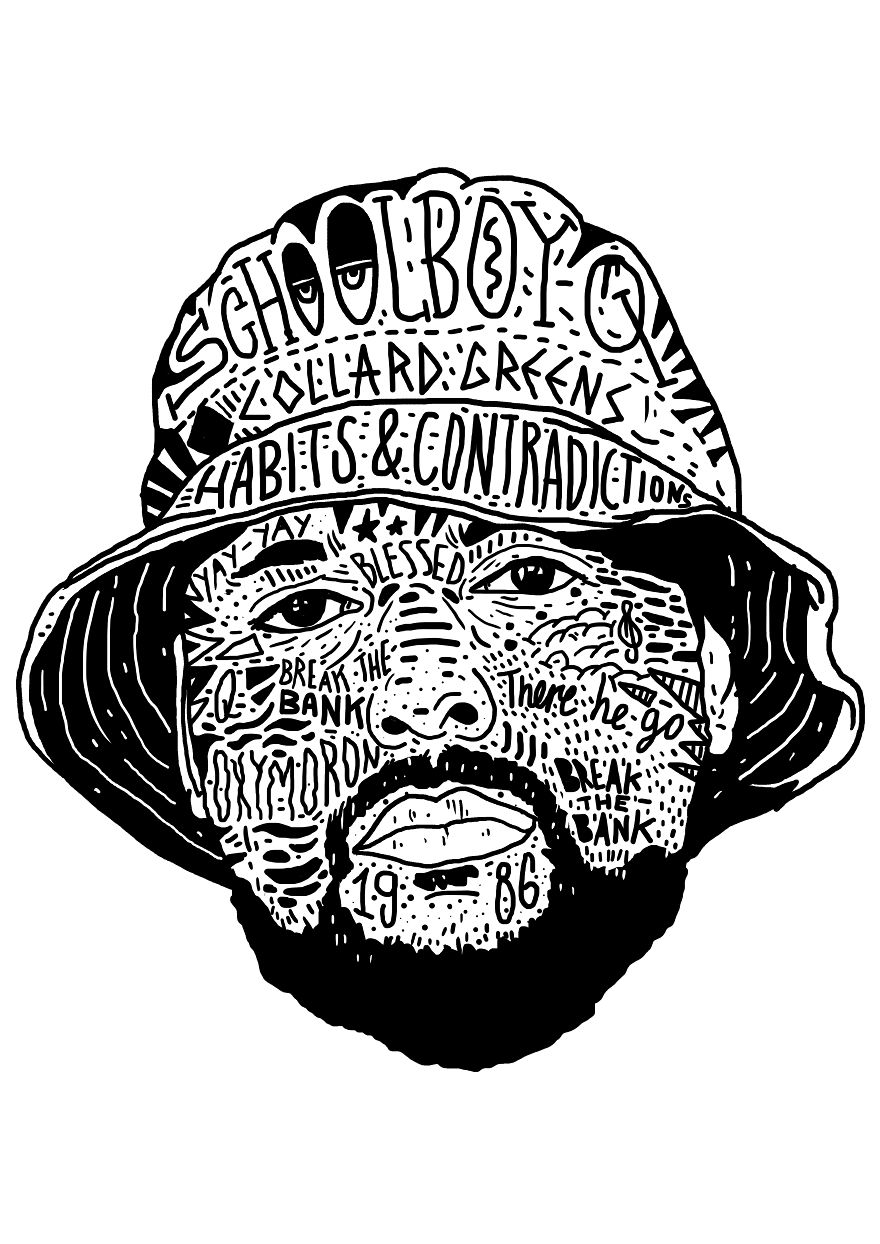 I Drew Famous Rap And Hip Hop Icons Using The Song Lyrics