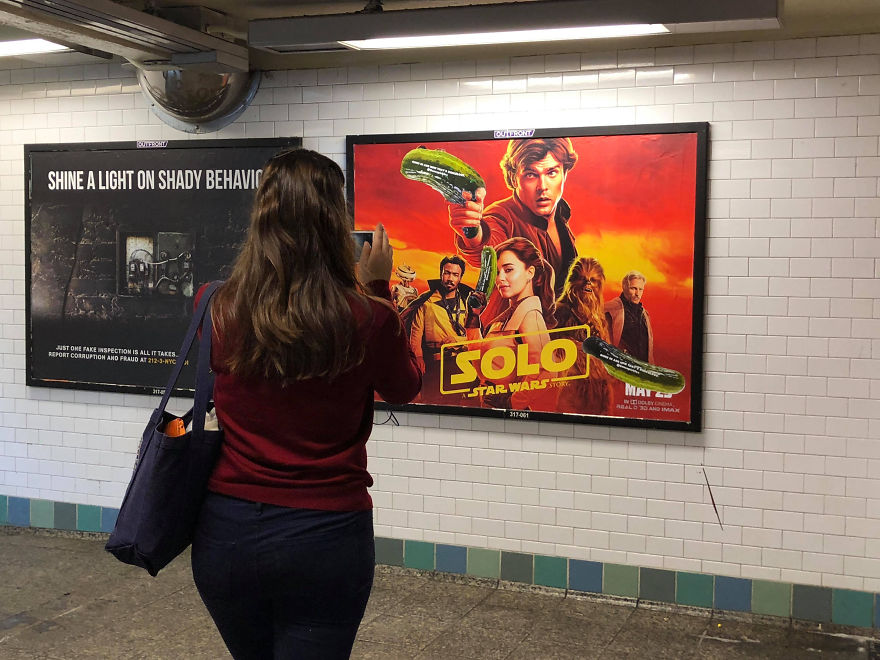 Vigilantes Are Replacing Guns In Ads With Pickles Across New York City Vigilantes Are Replacing Guns In Ads With Pickles Across New York City