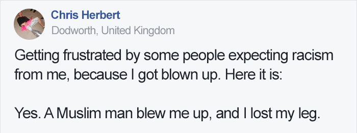 Internet Can't Believe This Amputee Soldier Would Respond Like This To Muslim Man 'Blowing Him Up' Internet Can't Believe This Amputee Soldier Would Respond Like This To Muslim Man 'Blowing Him Up'