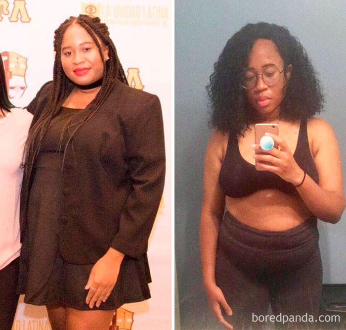 43 Lbs Lost. Today I Reached The Halfway Mark On My Weight Loss Journey, So I’m Celebrating With A Progress Pic! I Don’t Even Know The Girl On The Left Anymore