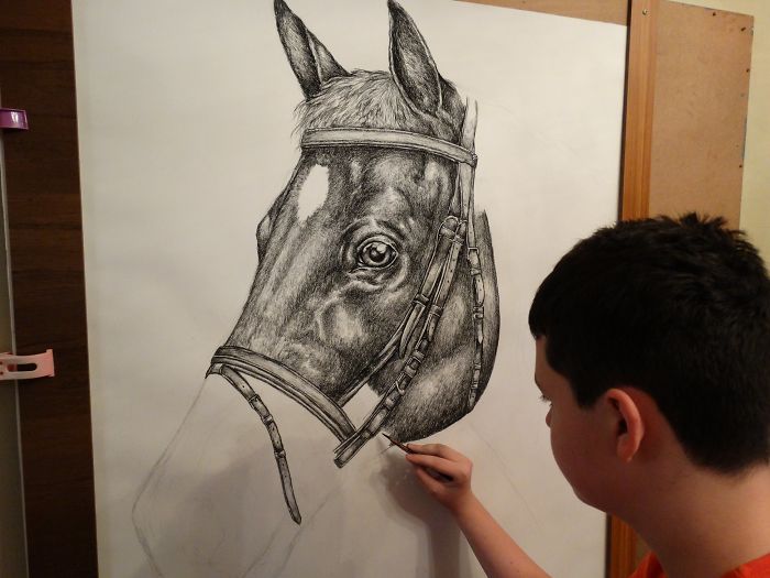 15-Year-Old Boy Prodigy Creates Animal Drawings From Memory, And They're Even More Impressive From Up-Close