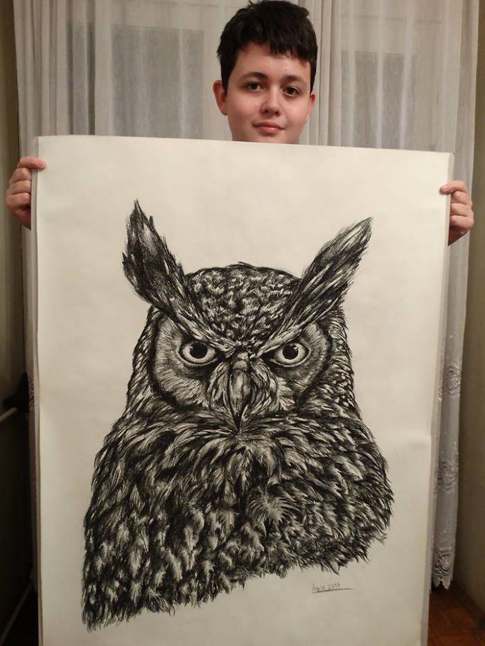 15-Year-Old Boy Prodigy Creates Animal Drawings From Memory, And They're Even More Impressive From Up-Close