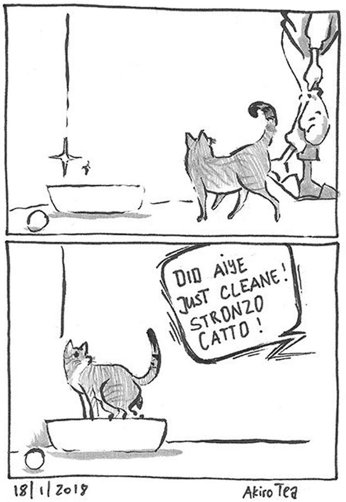 Daughter Hilariously Illustrates Her Dad&rsquo;s Ambivalent Relationship With Their Cat In 8 Honest Comics