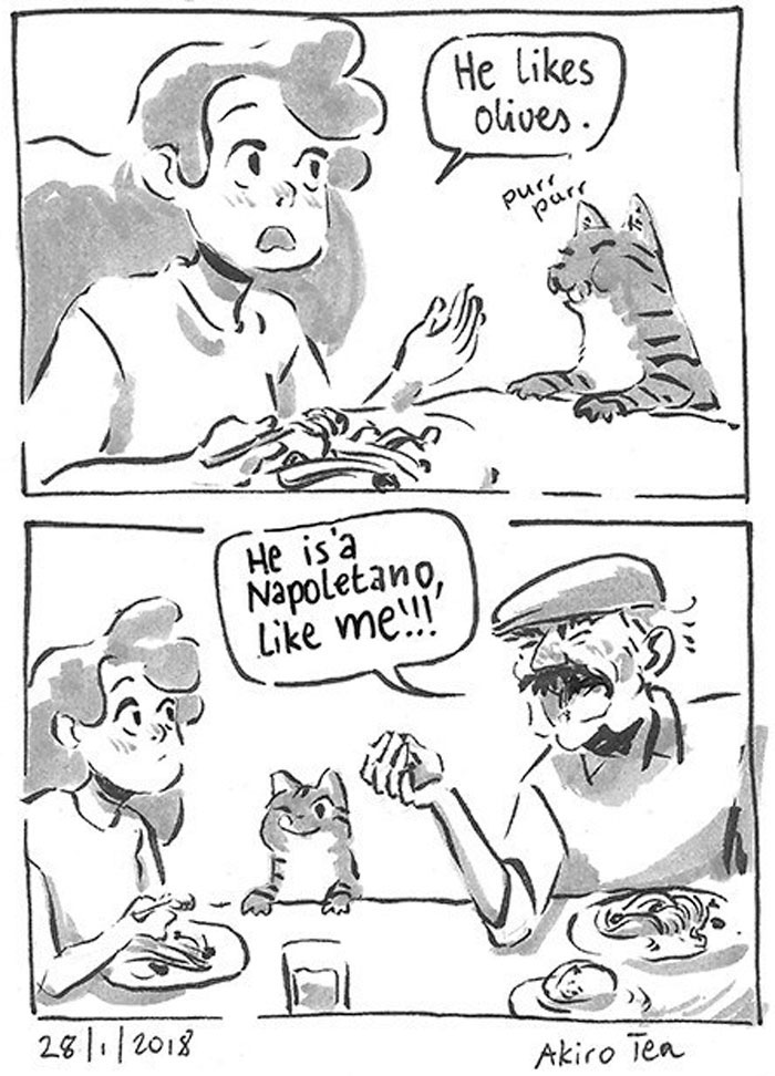 Daughter Hilariously Illustrates Her Dad&rsquo;s Ambivalent Relationship With Their Cat In 8 Honest Comics
