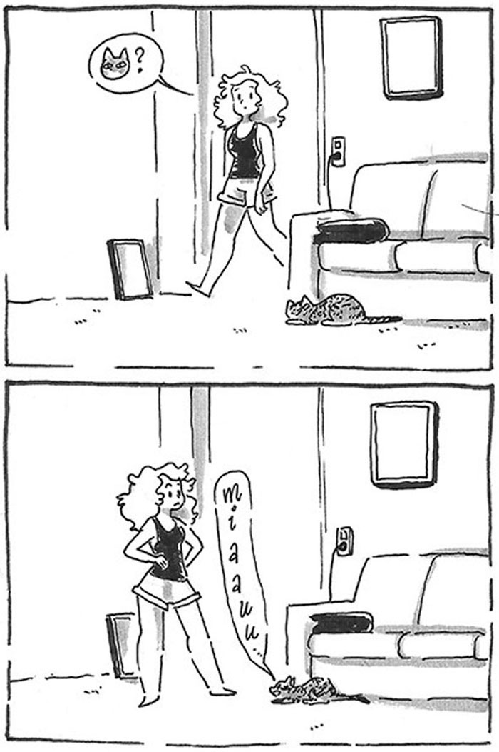 Daughter Hilariously Illustrates Her Dad&rsquo;s Ambivalent Relationship With Their Cat In 8 Honest Comics