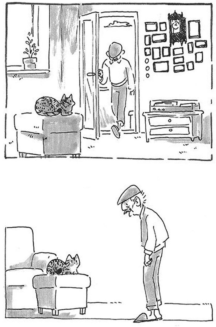 Daughter Hilariously Illustrates Her Dad&rsquo;s Ambivalent Relationship With Their Cat In 8 Honest Comics