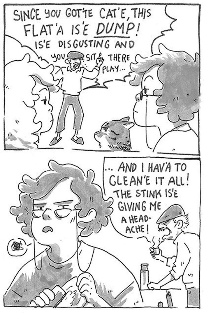Daughter Hilariously Illustrates Her Dad&rsquo;s Ambivalent Relationship With Their Cat In 8 Honest Comics