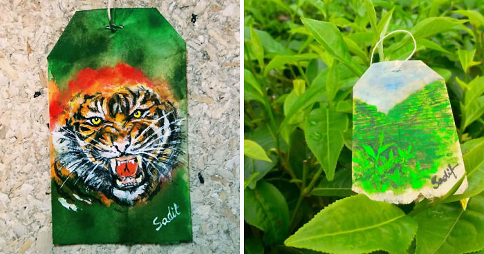 Artist Shows The Beauty Of His Country By Using Recycled Teabags