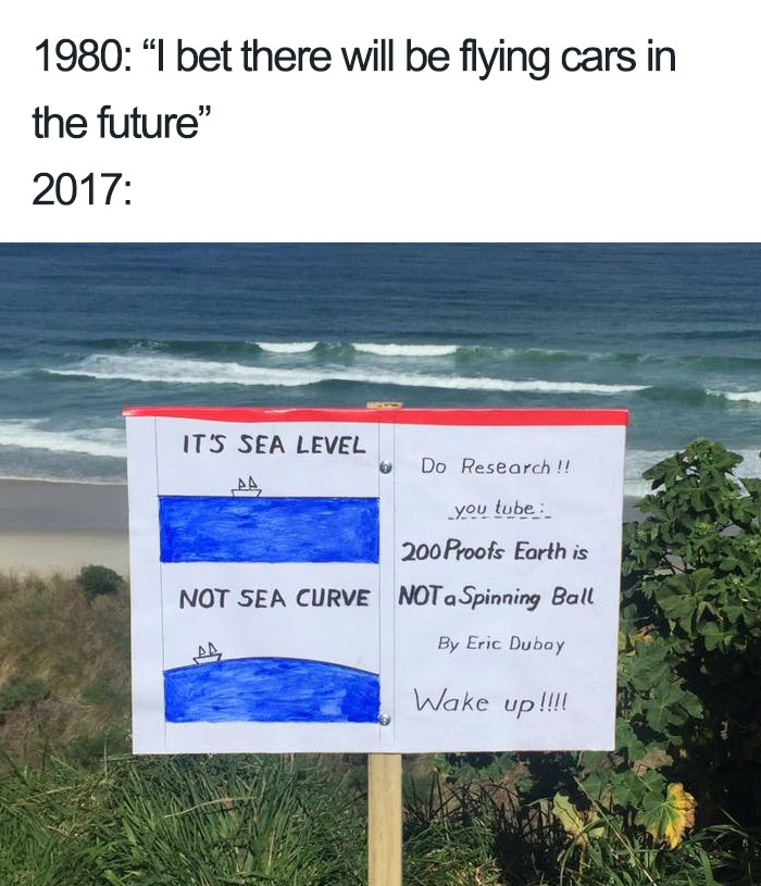 Funny drawn sign near the sea 