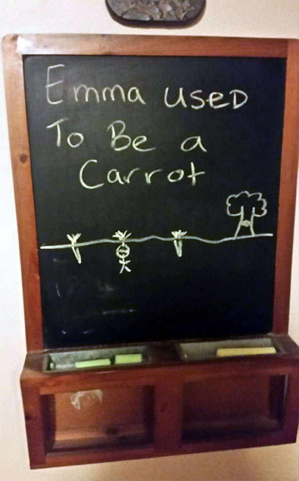 My Brother Teases Our Little Sister With Chalkboard Drawings Every Day. This Was Today's