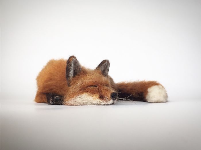 Needle Felted Fox Sculpture