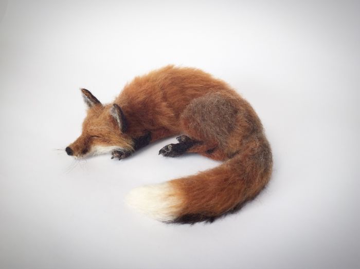 Needle Felted Fox Sculpture