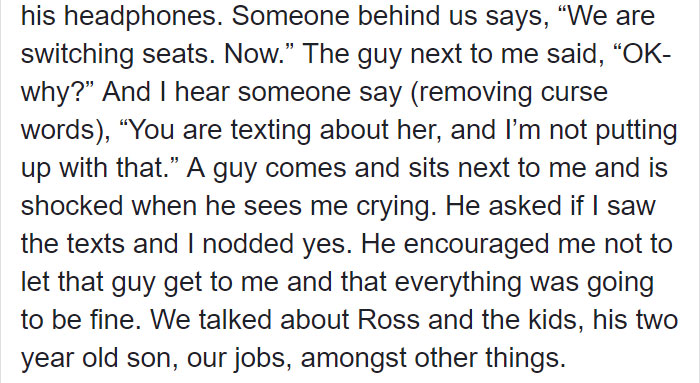 Woman Notices Man Next To Her Is Texting Someone That He's Sitting Next To 'Smelly Fatty', And It Escalates Quickly