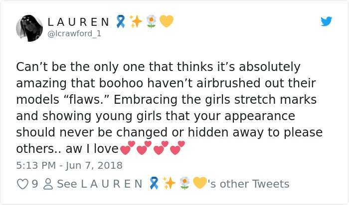 Boohoo Posts Image Without Photoshopping Model's "Imperfections" Out And The Internet Is Saying FINALLY Boohoo Posts Image Without Photoshopping Model's "Imperfections" Out And The Internet Is Saying FINALLY