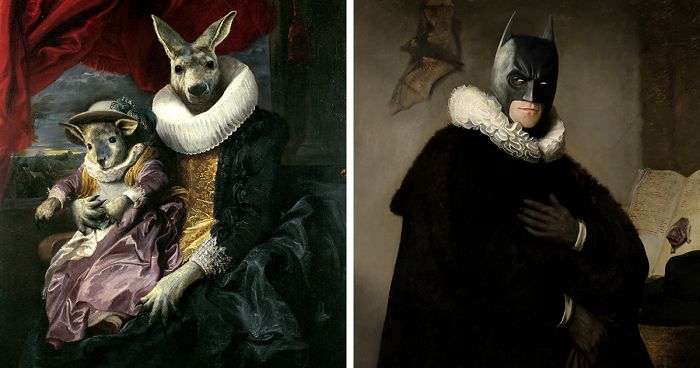 Artist Inserts Animals And Pop Culture Characters Into Vintage Portraits Of Aristocrats