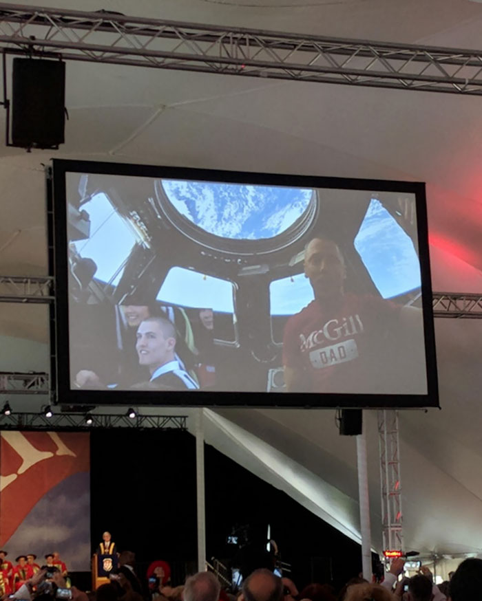 Dad's Job Keeps Him From His Kid's Graduation, But He Telecasts In (From Space)