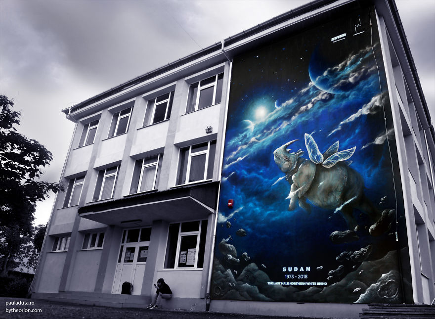 Tribute Mural For Sudan- The Last Male Northern White Rhino By Paula Duță & The Orion At Sisaf 2018 Tribute Mural For Sudan- The Last Male Northern White Rhino By Paula Duță & The Orion At Sisaf 2018