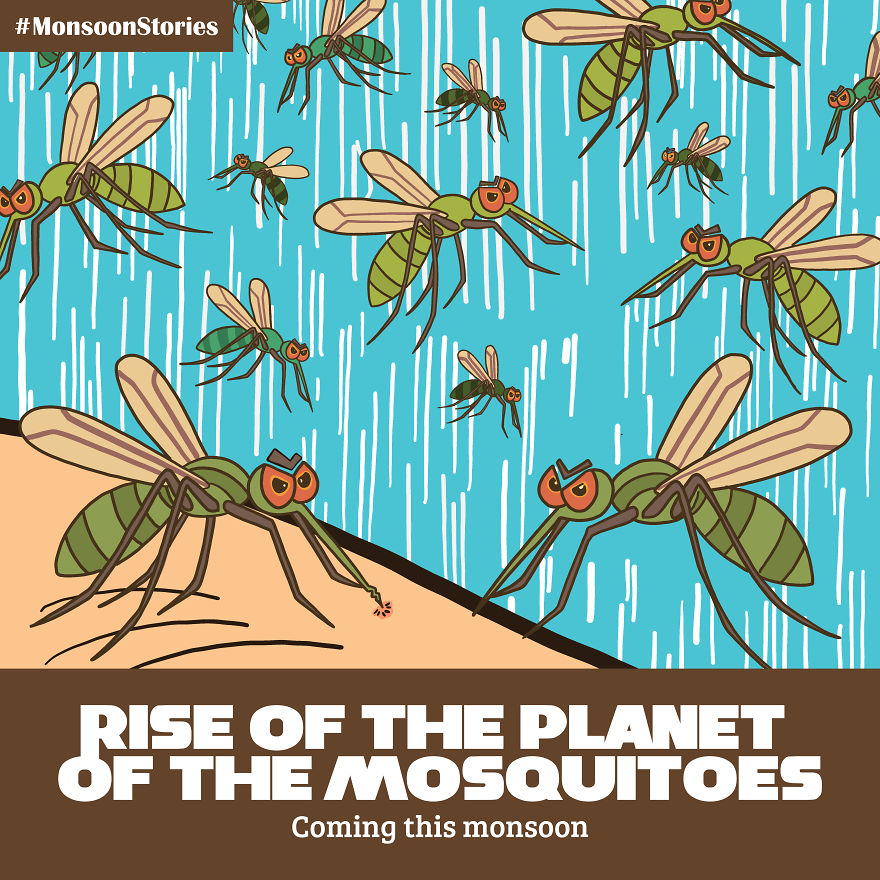 This Monsoon Season, I Created Illustrations Stories By Linking Bollywood And Hollywood Movie Titles