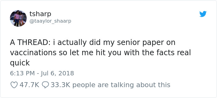 Girl Goes Viral On Twitter For Delivering All The Real Facts About Vaccines And People Can't Thank Her Enough Girl Goes Viral On Twitter For Delivering All The Real Facts About Vaccines And People Can't Thank Her Enough