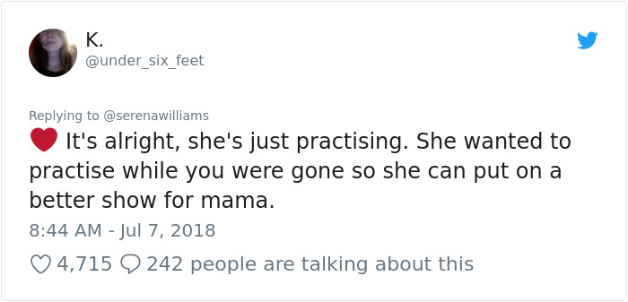 Serena Williams Tweets She Missed Her Daughter's First Steps, And Chrissy Teigen Comforts Her In The Best Way Possible Serena Williams Tweets She Missed Her Daughter's First Steps, And Chrissy Teigen Comforts Her In The Best Way Possible