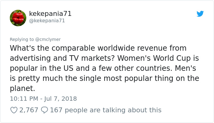 Feminist Accuses FIFA Of Sexism For Paying Men 8x More Than Women In World Cup, Gets Shut Down In Best Way Feminist Accuses FIFA Of Sexism For Paying Men 8x More Than Women In World Cup, Gets Shut Down In Best Way