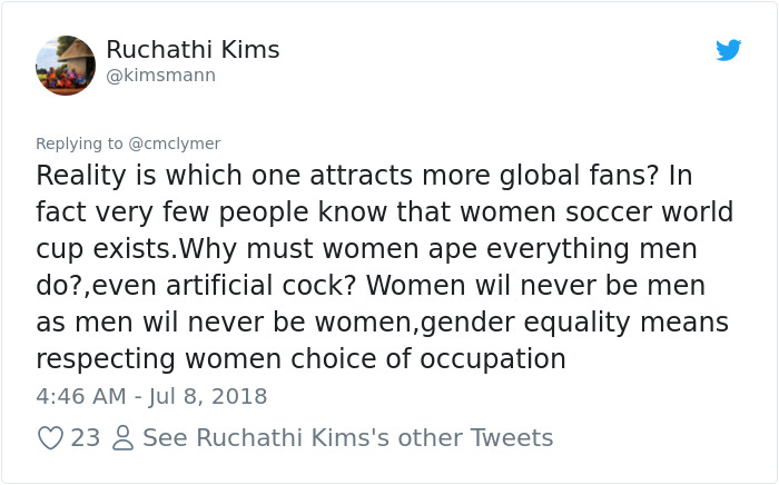 Feminist Accuses FIFA Of Sexism For Paying Men 8x More Than Women In World Cup, Gets Shut Down In Best Way Feminist Accuses FIFA Of Sexism For Paying Men 8x More Than Women In World Cup, Gets Shut Down In Best Way