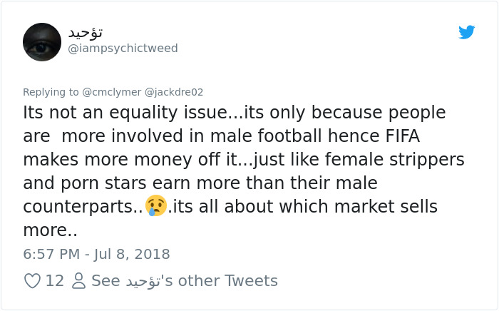 Feminist Accuses FIFA Of Sexism For Paying Men 8x More Than Women In World Cup, Gets Shut Down In Best Way Feminist Accuses FIFA Of Sexism For Paying Men 8x More Than Women In World Cup, Gets Shut Down In Best Way