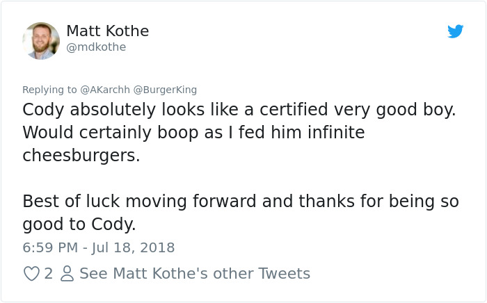 Sick Dog Get His Dream Fullfilled By Burger King After They Offer Free Burgers For The Rest Of His Life