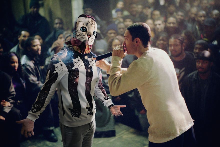 "His Fur Is Sweaty, Knees Weak, Paws Are Heavy / There's Furball On His Leather Already, Mom Is Petting." Won A Rap Battle Against Some Weak Spitting White Kid