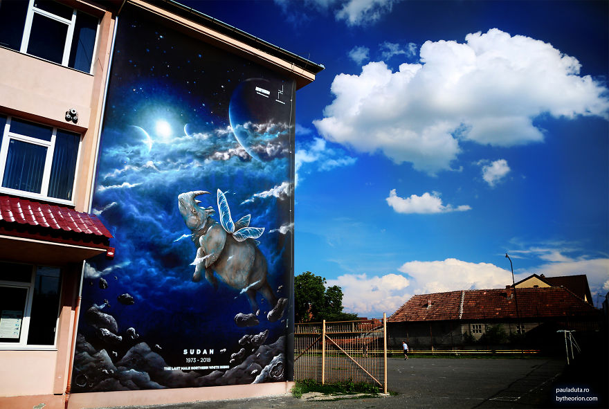 Tribute Mural For Sudan- The Last Male Northern White Rhino By Paula Duță & The Orion At Sisaf 2018 Tribute Mural For Sudan- The Last Male Northern White Rhino By Paula Duță & The Orion At Sisaf 2018