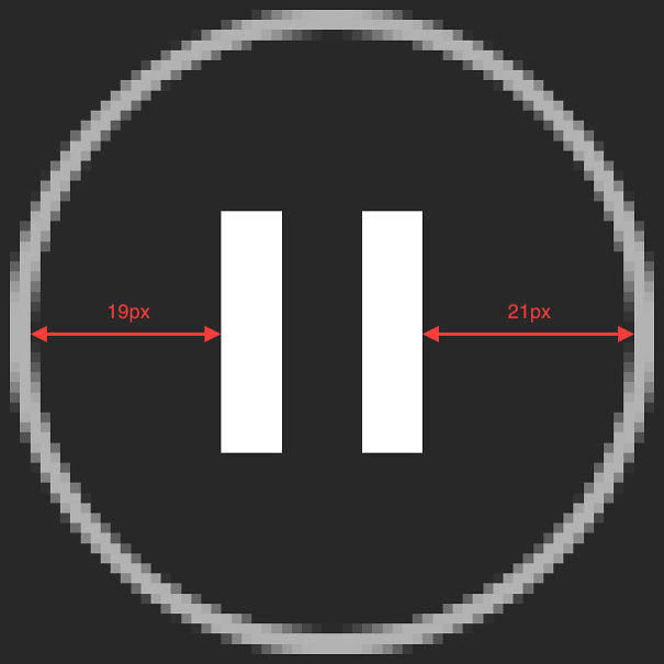 The Pause Button Icon In Spotify Is Off-Center By 1 Px