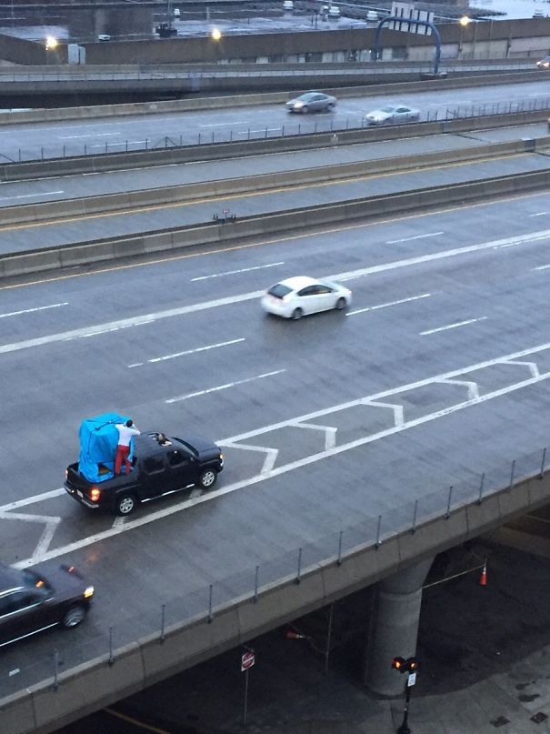Nah, We Don't Need To Rent A Truck, I'll Just Stand On The Edge And Hold It