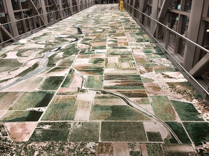 The Carpet At This Airport Looks Like An Aerial View Of The Ground From The Window Of An Airplane