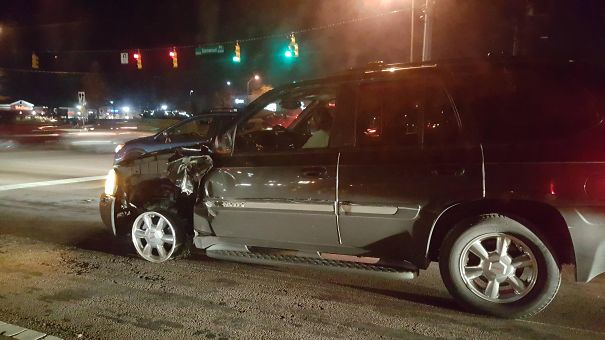 She's Been Driving Like This For A Mile Now. She Just Got On The Highway